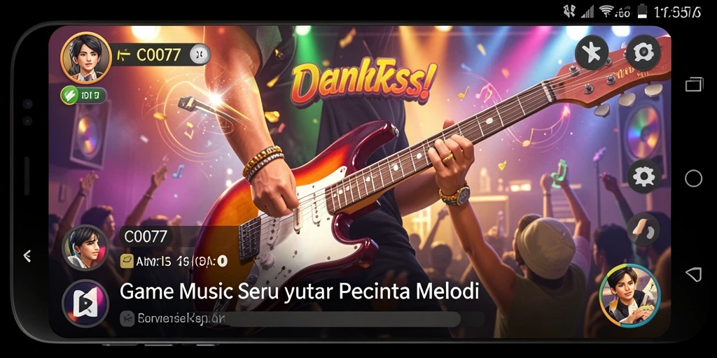 Tampilan gameplay C0077 yang penuh warna dan dinamis.