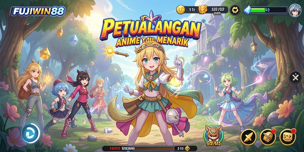 Tampilan gameplay FUJIWIN88 yang penuh aksi dan karakter anime.