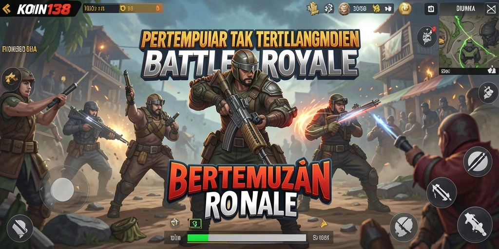 Tampilan gameplay KOIN138 yang mendebarkan dalam pertarungan Battle Royale.
