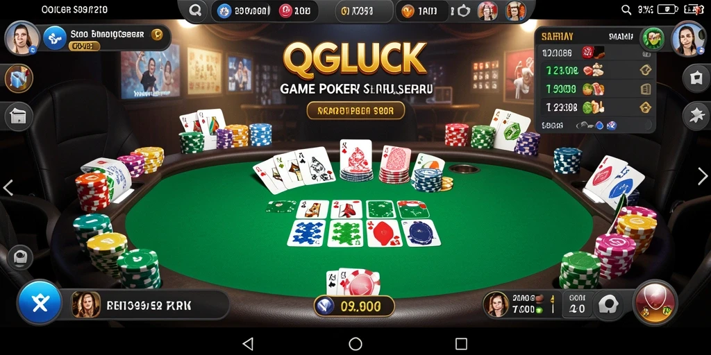 Tampilan gameplay QGLUCK yang mendebarkan dan penuh aksi poker.