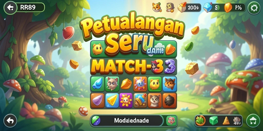 Tampilan gameplay seru dalam game Match-3 RR89.
