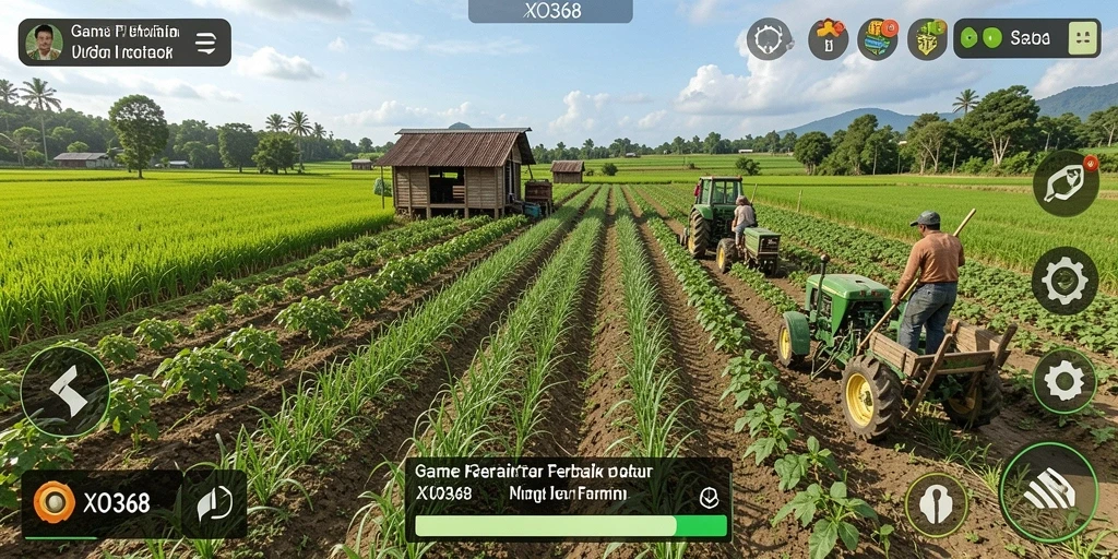 Tangkapan layar gameplay menampilkan aktivitas berkebun yang seru.
